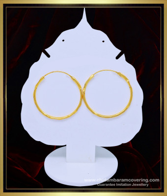 ERG1060 - Chidambaram Covering Guaranteed Jewellery Plain Gold Ring Design Hoop Earrings Online  