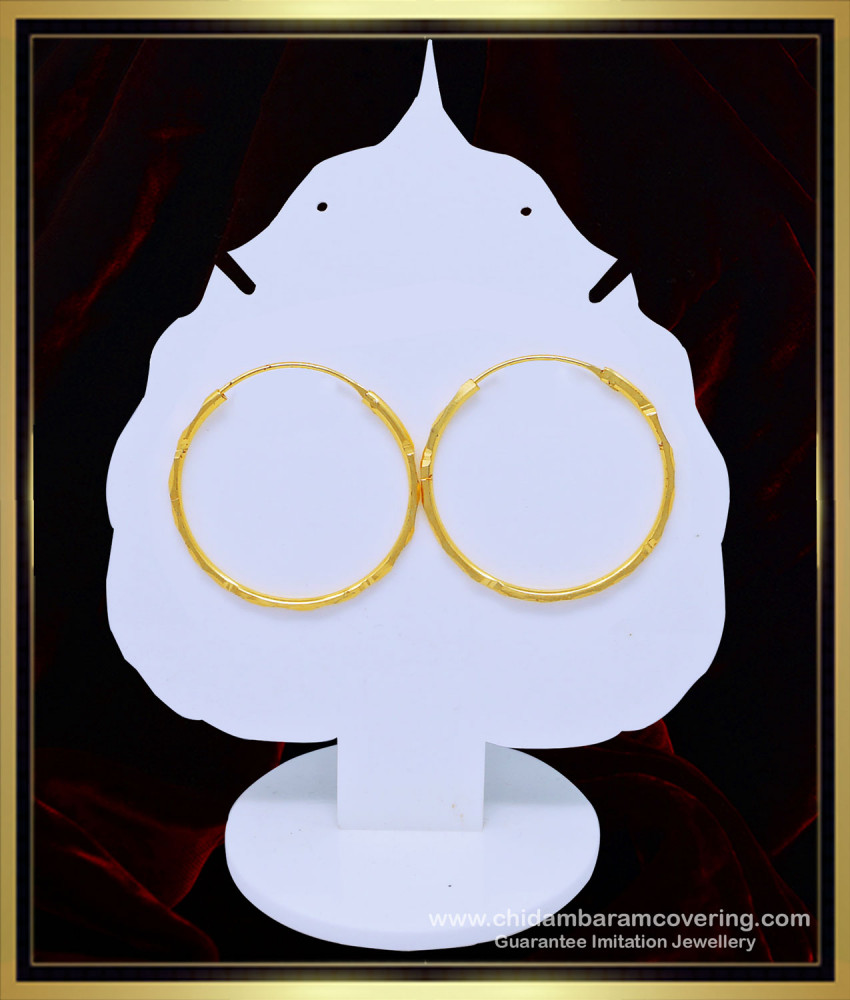 ERG1060 - Chidambaram Covering Guaranteed Jewellery Plain Gold Ring Design Hoop Earrings Online  