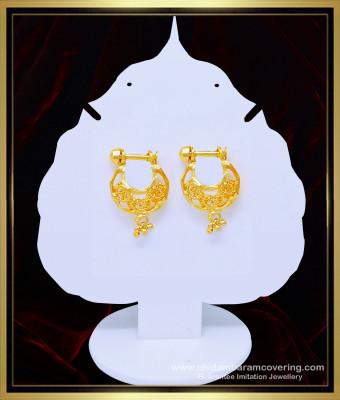 ERG1061 - Real Gold Design One Gram Gold Ring Type Bali Earrings for Women