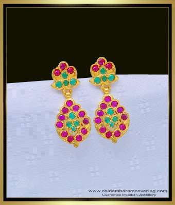 ERG1066 - One Gram Gold Five Metal Ruby Emerald Stone Regular Use Impon Earrings Online 