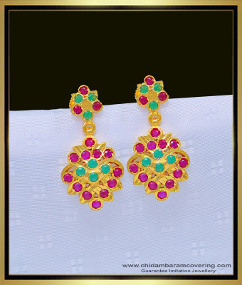 ERG1067 - Panchaloham Ruby Emerald One Gram Gold Impon Earring Online Shopping 