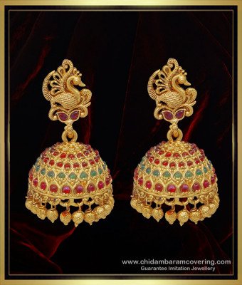 ERG1110 - Premium Quality Nagas Jhumkas Peacock Design South Indian Jhumkas Buy Online
