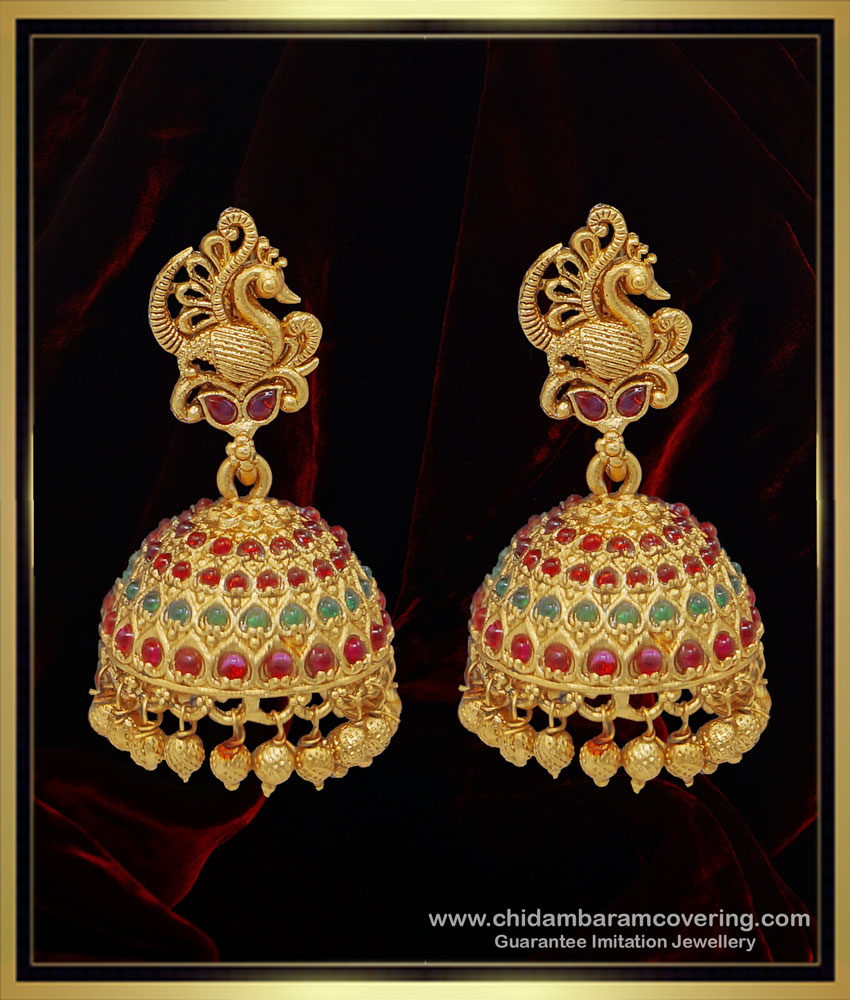 ERG1110 - Premium Quality Nagas Jhumkas Peacock Design South Indian Jhumkas Buy Online