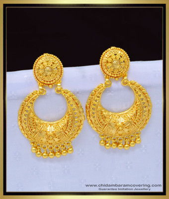 ERG1144 - Pure Gold Plated Guaranteed Plain Chandbali Earring for Women 