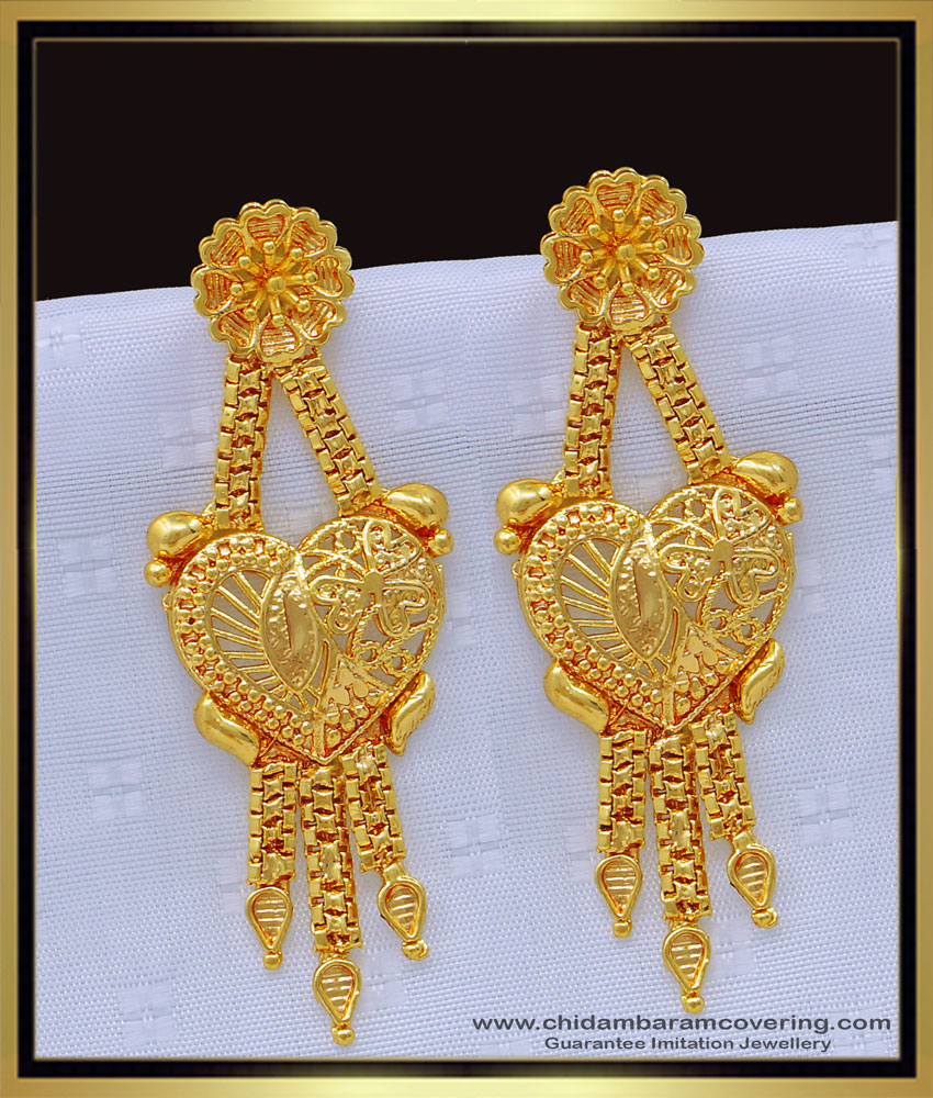 ERG1158 - Latest Heart Design Daily Wear Gold Plated Earrings for Women 