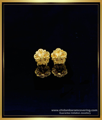 ERG1179 - One Gram Gold Flower Design Daily Wear Small Earrings Online