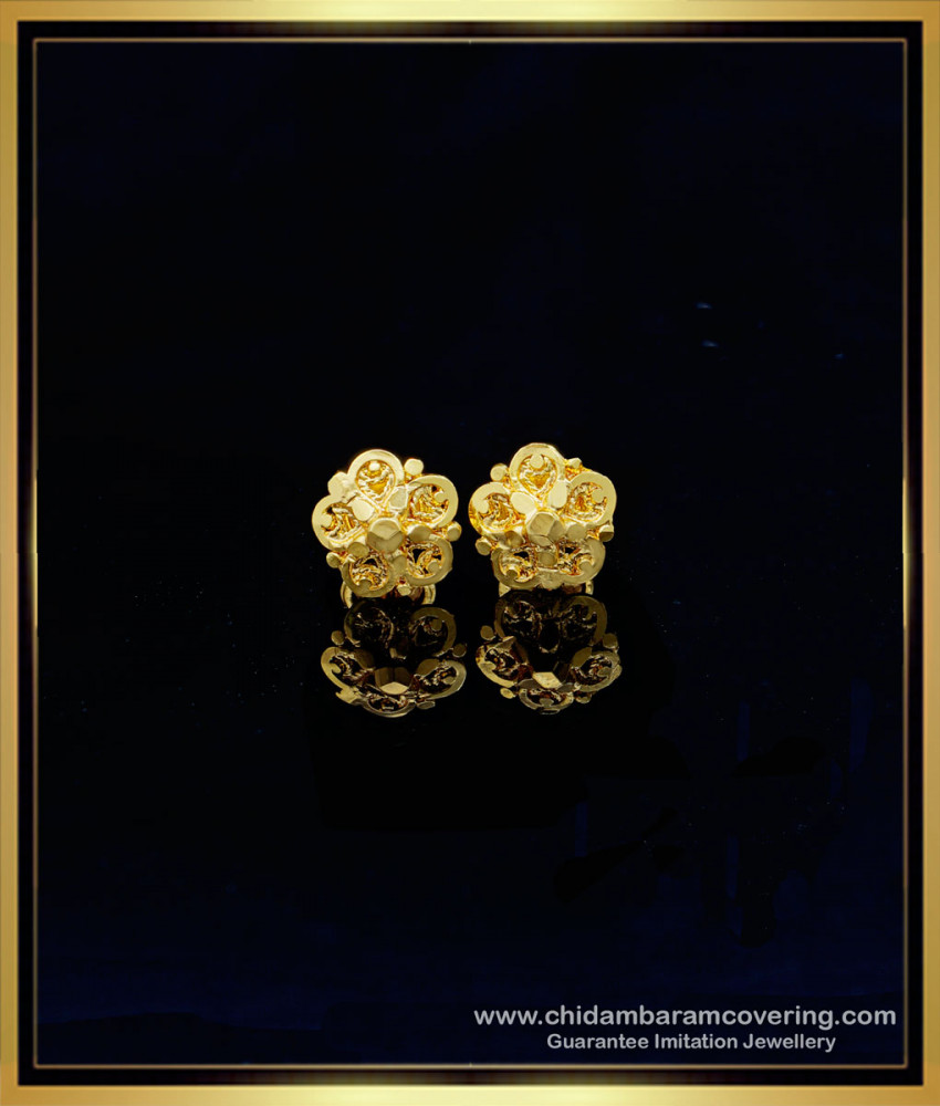 ERG1179 - One Gram Gold Flower Design Daily Wear Small Earrings Online