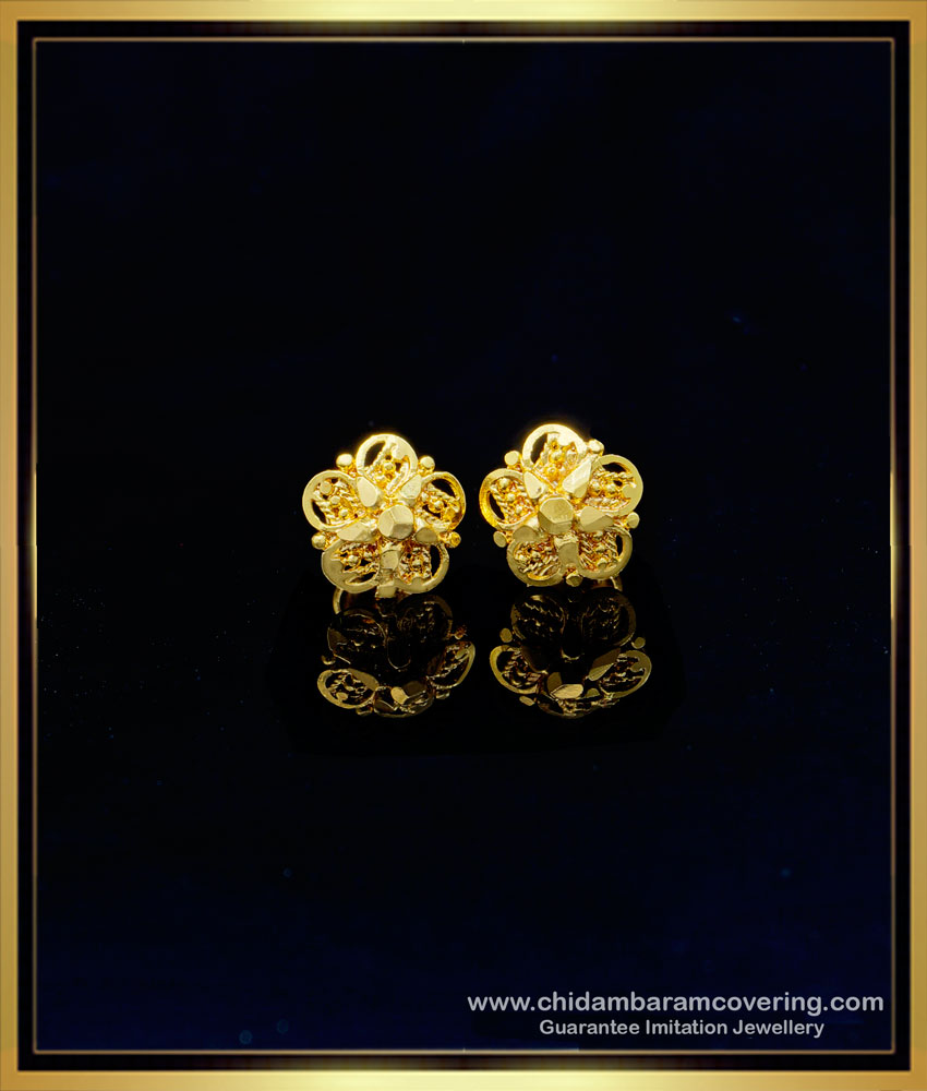 ERG1181 - Chidambaram Covering Daily Use Gold Pattern Stud Earrings Buy Online 