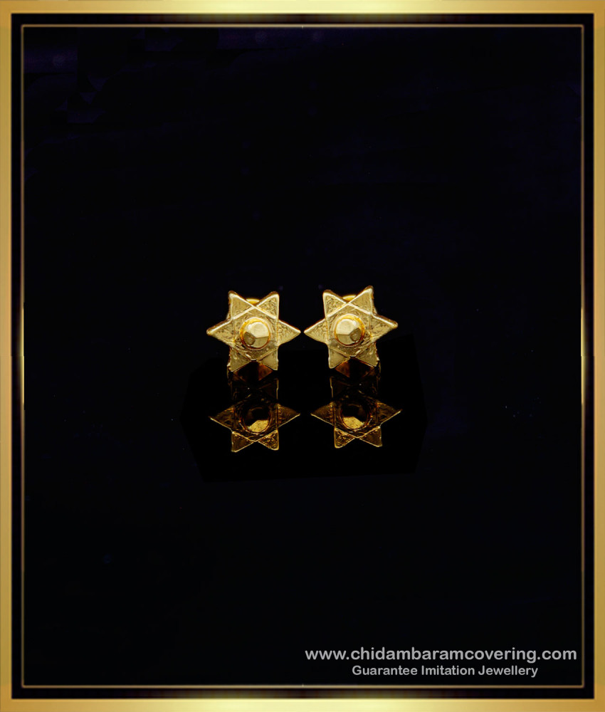 ERG1187 - Real Gold Pattern Star Design Casting Type Small Stud Earrings for Baby Girl