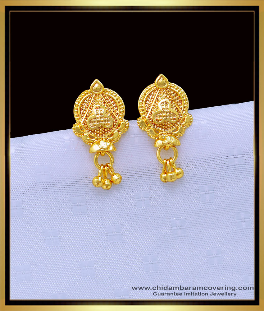 ERG1196 - South Indian Style Daily Use One Gram Gold Plated Studs Buy Online 