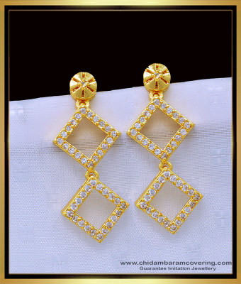 ERG1207 - Elegant One Gram Gold White Stone Party Wear Earrings for Girls