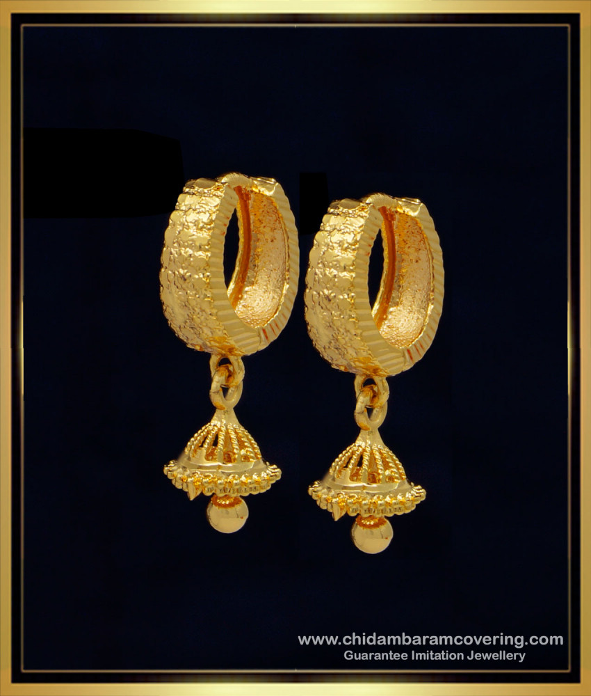 ERG1223 - Attractive Daily Wear Gold Jhumki Bali Earring Design Hoop Earrings Online 