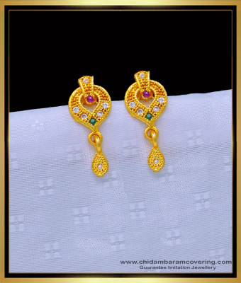 ERG1235 - Gold Plated Light Weight Multi Stone Small Stud Earring Online