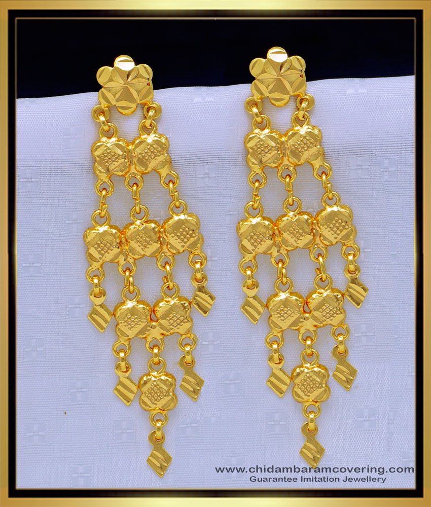 ERG1297 - 1 Gram Gold Latest Design Party Wear Long Dangle Earrings for Women 