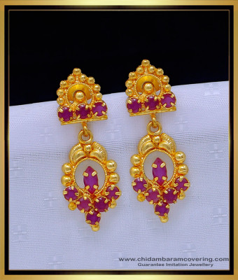 ERG1303 - Trendy Ruby Gold Earrings Design Daily Wear One Gram Gold Jewellery Online 