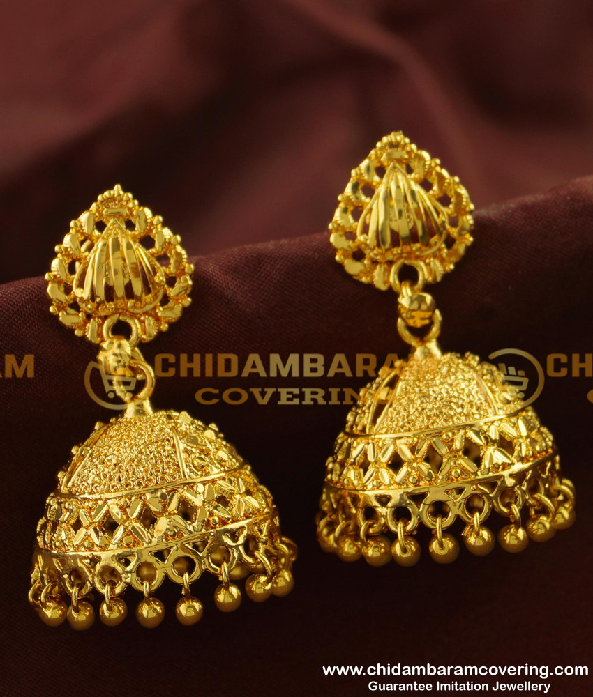 ERG131 - Gold Plated Jimikki Kammal Design Light Weight Big Jhumkas Buy Online