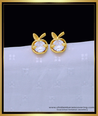ERG1346 - Gold Design White Stone Apple Model 1 Gram Stud Earrings for Kids