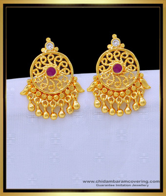 ERG1368 - New Model Single Stone Daily Wear Stud Earrings Gold Plated Jewellery 