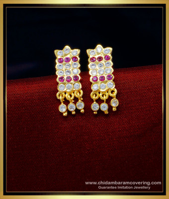 ERG1385 - Gold Design One Gram Gold Plated Impon Earrings Daily Use Kal Thodu 