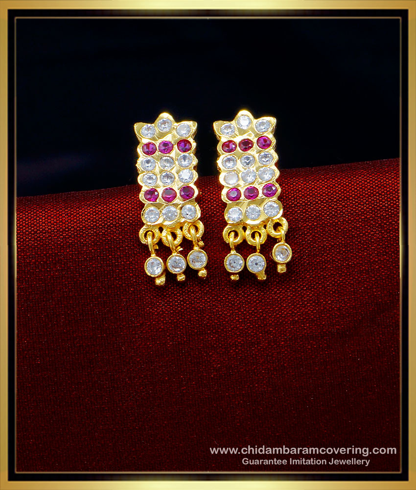 ERG1385 - Gold Design One Gram Gold Plated Impon Earrings Daily Use Kal Thodu 