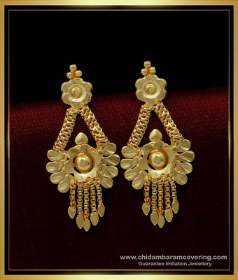 ERG1416 - Traditional Gold Earrings Design Simple Daily Use Earrings for Women
