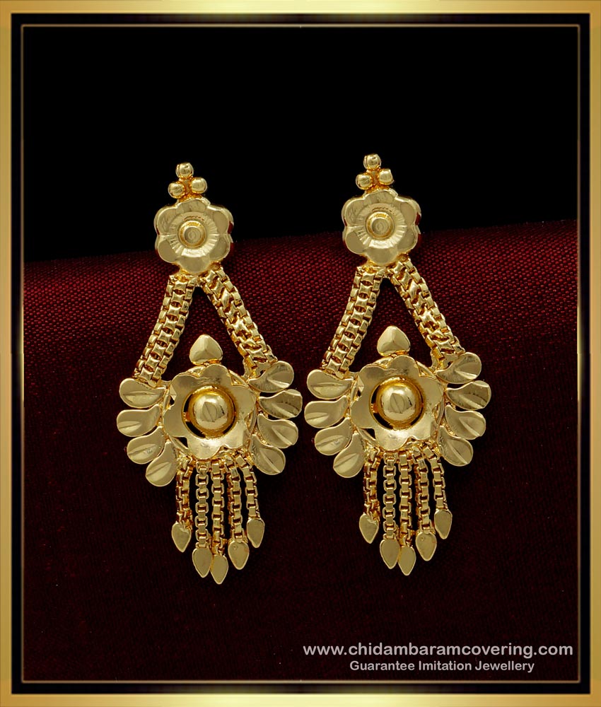 ERG1416 - Traditional Gold Earrings Design Simple Daily Use Earrings for Women