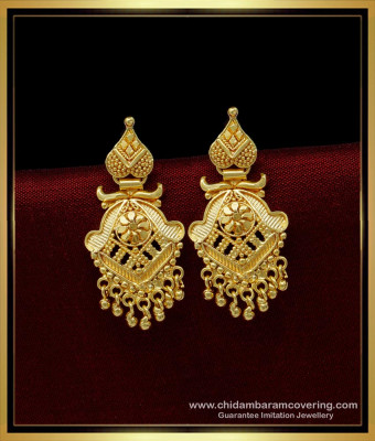 ERG1418 - South Indian Latest Daily Wear Gold Earrings Designs for Women