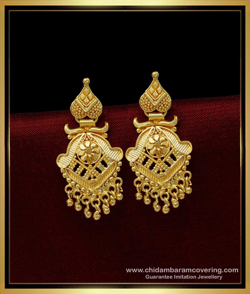 ERG1418 - South Indian Latest Daily Wear Gold Earrings Designs for Women