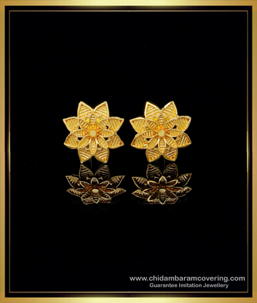 ERG1459 - 1 Gram Gold Plated Daily Use Flower Design Earrings for Women