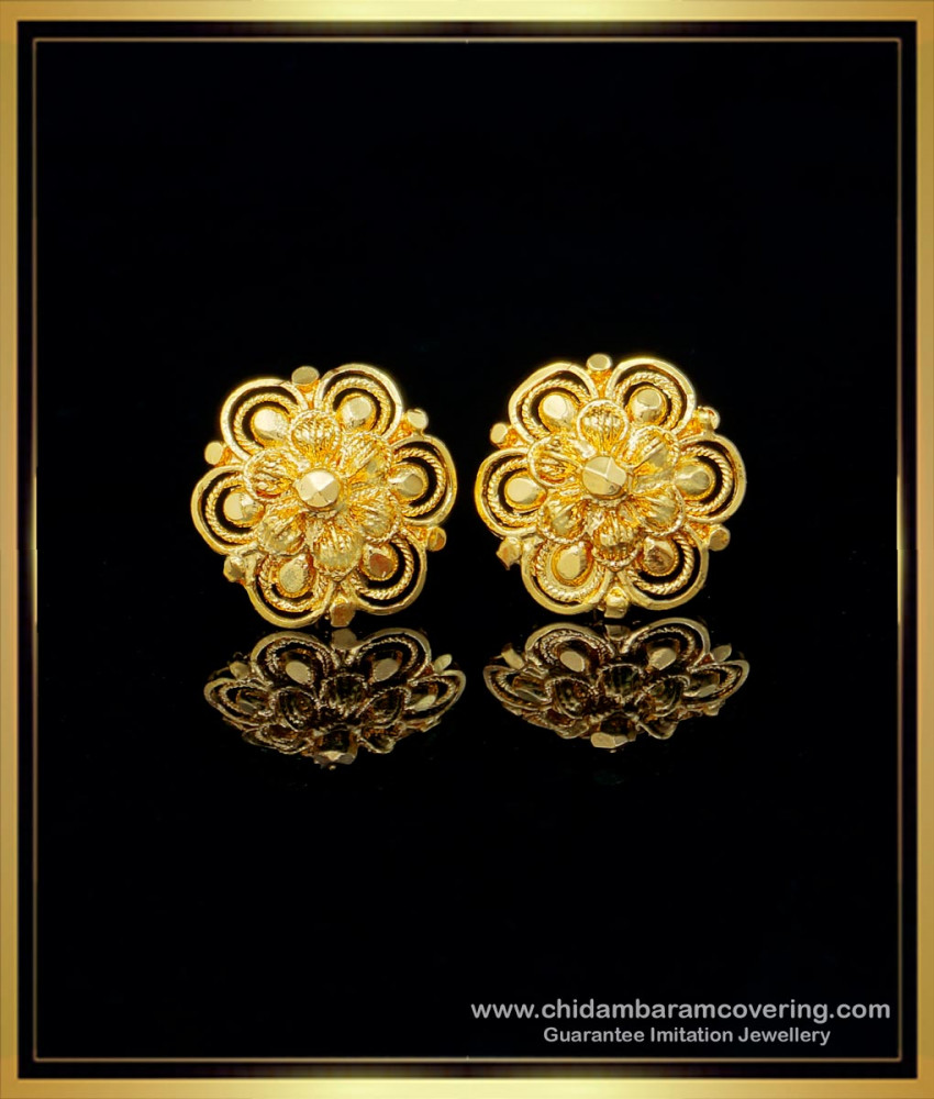ERG1463 - Elegant Flower Model 1 Gram Gold Earrings New Design for Ladies 