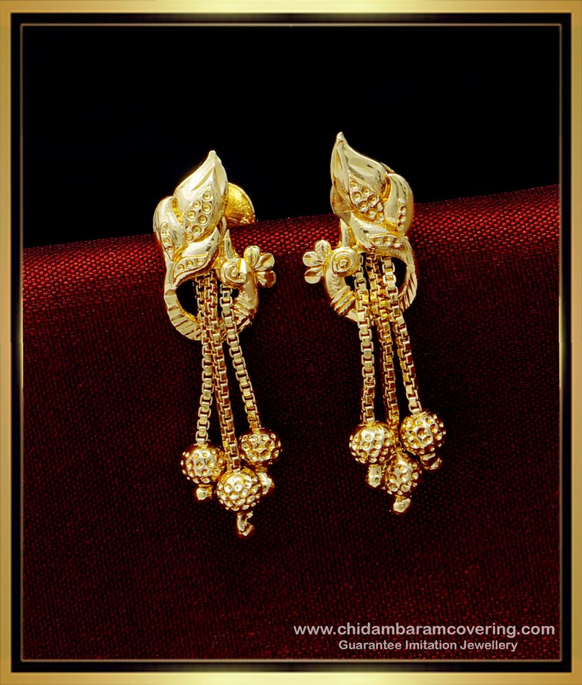 ERG1491 - Trendy Peacock Design Daily Use Earring One Gram Gold Jewellery Online