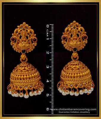 ERG1505 - Traditional South Jewellery Lakshmi Temple Jhumkas for Women 