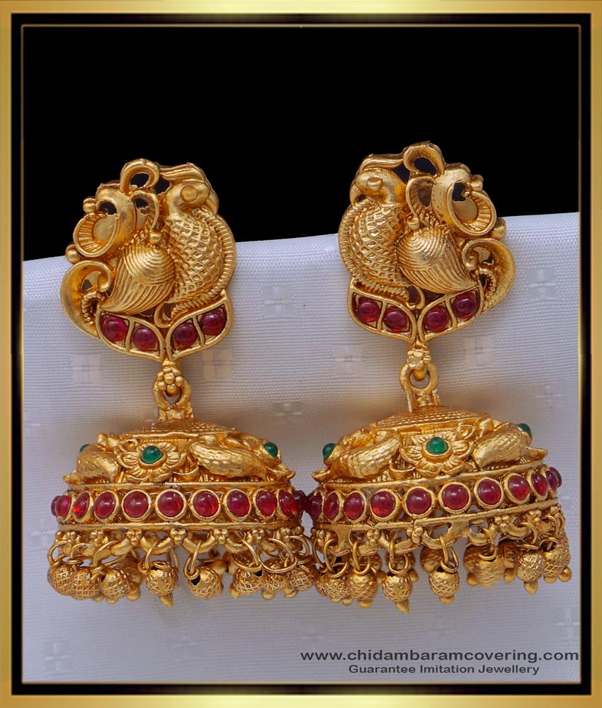 ERG1511 - Buy Latest Collection Beautiful Peacock Design Artificial Antique Jhumkas Online
