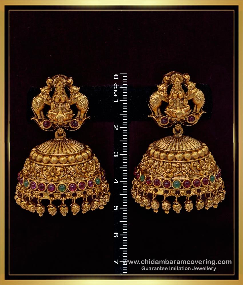 ERG1515 - Premium Quality Antique Jewellery Latest Kemp Stone Antique Earrings Jhumka Collections