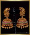 ERG1517 - Premium Quality Real Kemp Stone Beautiful Peacock Design Big Antique Jhumkas