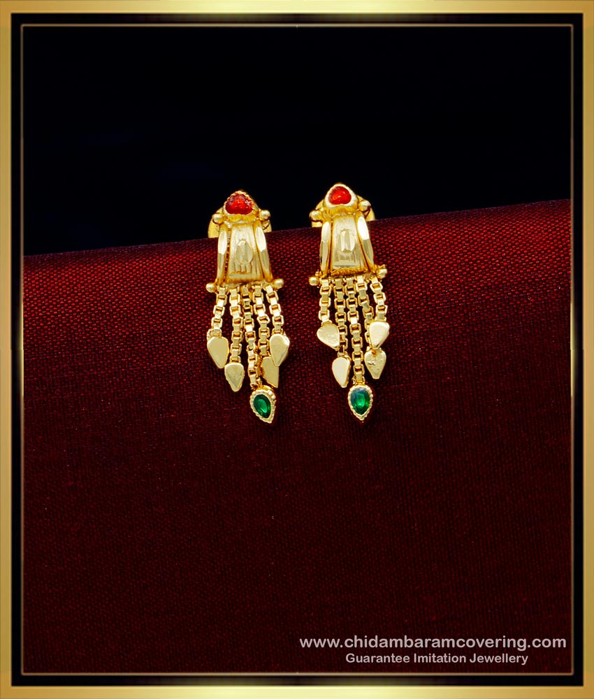 ERG1523 - Traditional Wear Enamel and Gold Stud Earrings Design Forming Gold Jewelry 