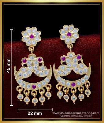 ERG1537 - Traditional Impon Jewellery Full Stone Peacock Design Earrings for Women 