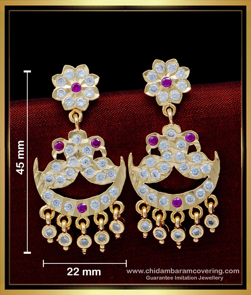 ERG1537 - Traditional Impon Jewellery Full Stone Peacock Design Earrings for Women 