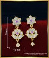 ERG1542 - Traditional Gold Kammal Design Daily Use Purple Stone Dangle Earrings 