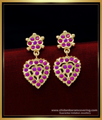 ERG1543 - One Gram Gold Daily Use Small Size Impon Ruby Earrings for Girls