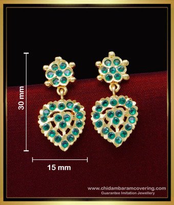 ERG1544 - Impon Jewellery Gold Plated Daily Use Emerald Earrings Design Online