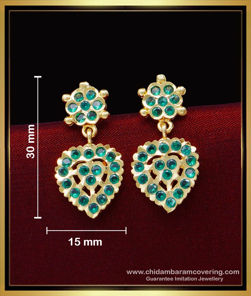 ERG1544 - Impon Jewellery Gold Plated Daily Use Emerald Earrings Design Online