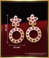 ERG1545 - Elegant Ruby Stone Round Shape Light Weight Daily Use Impon Earrings 