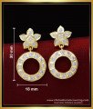 ERG1546 - Impon Gold Look Cute White Stone Circle Earrings Designs for Daily Use 