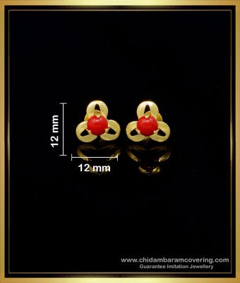 ERG1549 - One Gram Gold Plated Flower Shape Gold Coral Earrings Designs