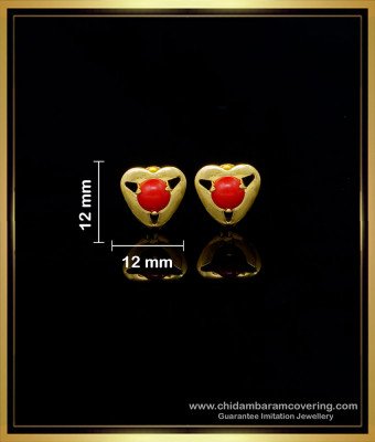 ERG1547 - Latest Heart Shape Red Coral Beads Stud Earrings Artificial Jewellery 
