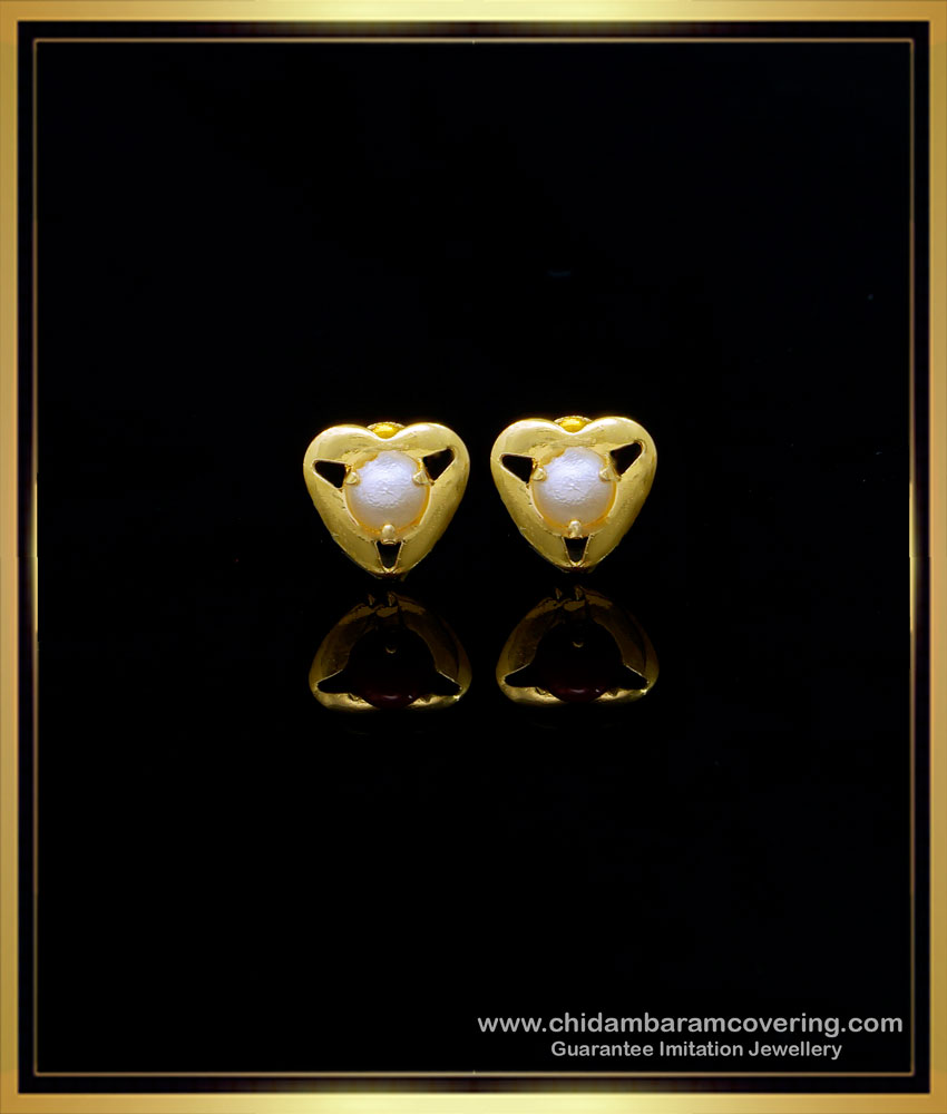 ERG1548 - Latest Heart Shape Artificial Pearl Stud Earrings for Girls 