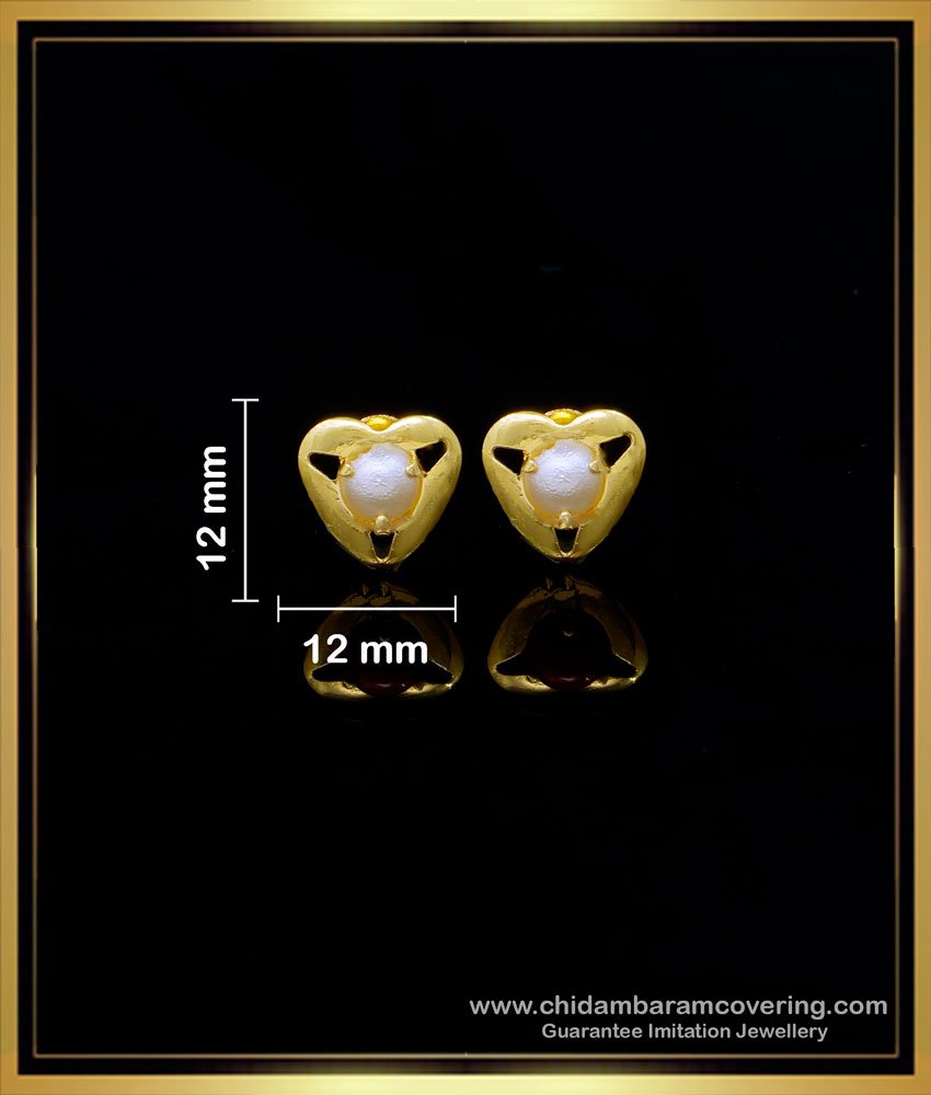 ERG1548 - Latest Heart Shape Artificial Pearl Stud Earrings for Girls 