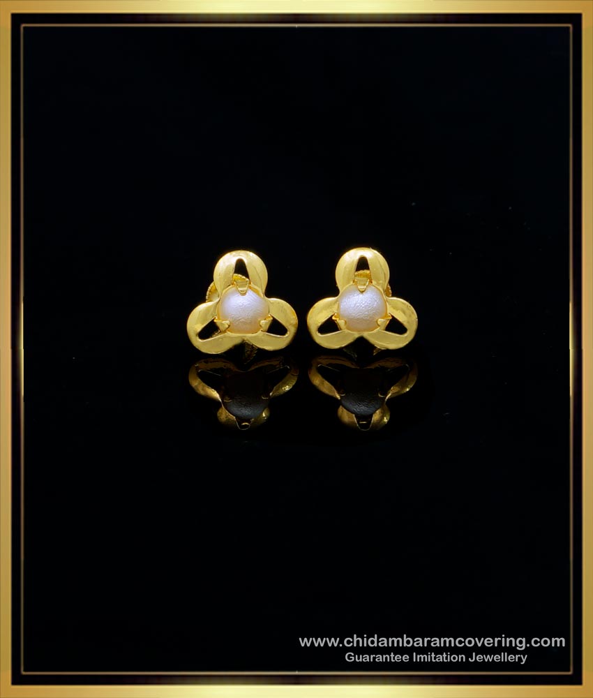ERG1550 - Trendy Pearl Earrings Collections Simple Gold Plated Earrings Online