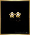 ERG1552 - Elegant Simple Flower Design White Pearl Stud Earrings for Girls